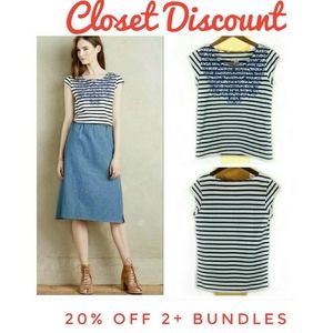 Meadow Rue Palermo Striped Embroidered Tee (B)